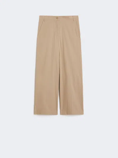 Max Mara Washed Gabardine Trousers In Brown