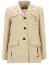 Max Mara Linen Single-breasted Suit Jacket In Beige