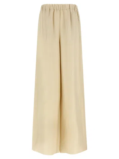 Max Mara Washed Linen-silk Blend Trousers In Beige
