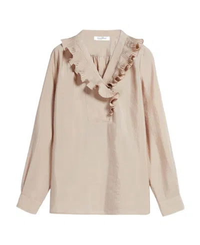 Max Mara Washed Poplin Shirt In Nude