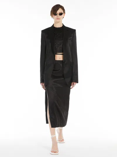 Max Mara Washed Satin Blazer In Black