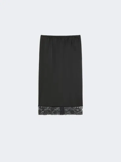 Max Mara Washed Satin Skirt In Black