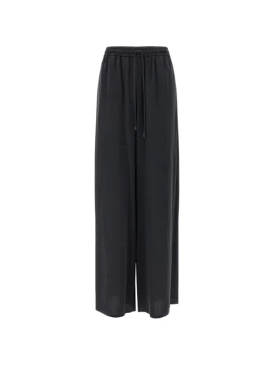 Max Mara Washed Silk Pants In Black