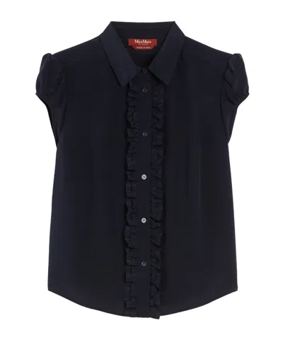 Max Mara Washed Silk Shirt In Black