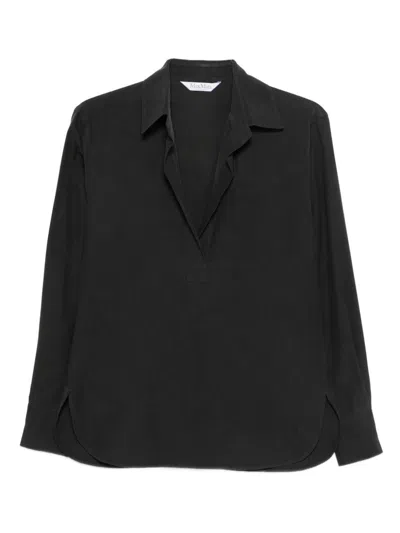 Max Mara Washed Silk Shirt In Black
