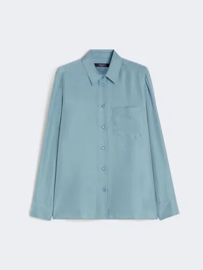 Max Mara Washed Silk Shirt In Blue