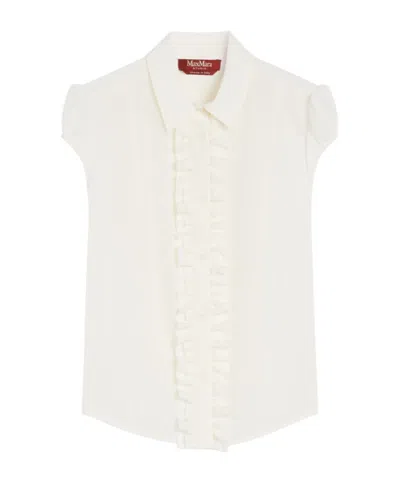 Max Mara Washed Silk Shirt In White