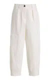 Max Mara Washed Stretch Denim Wide-leg Trousers In White
