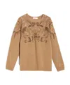 Max Mara Water Drill Decorated Wool And Cashmere Sweaters In Brown