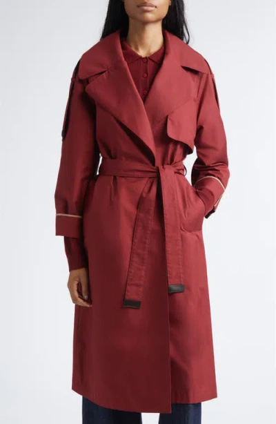 Max Mara Water Repellent Belted Cotton Blend Trench Coat In Pink