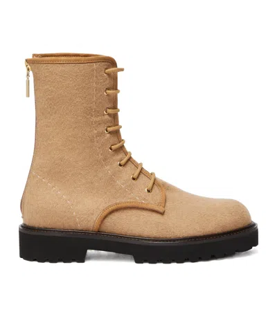 Max Mara Water-repellent Camel Combat Boots In Multi