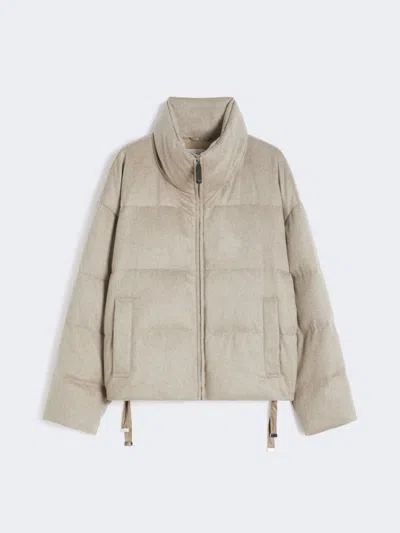 Max Mara Water-repellent Canvas And Camel Down Jacket In Neutral