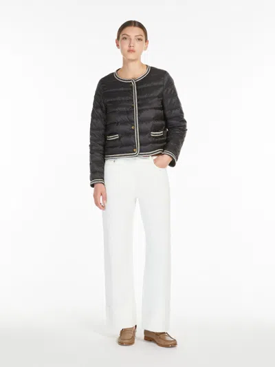 Max Mara Water-repellent Canvas Crew-neck Jacket In Black