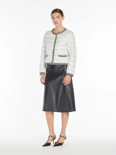Max Mara Water-repellent Canvas Crew-neck Jacket In Pearl Grey