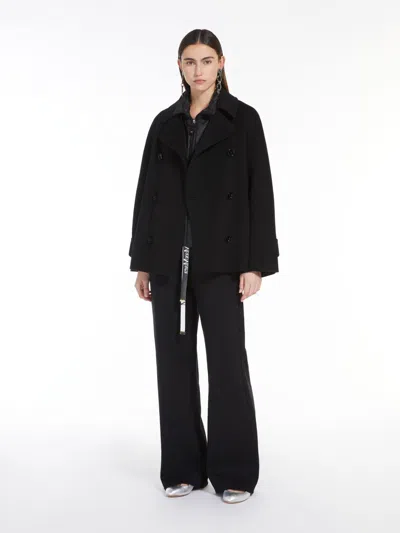 Max Mara Water-repellent Canvas Gilet With A Stand-up Collar In Black