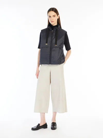 Max Mara Water-repellent Canvas Gilet With A Stand-up Collar In Blue