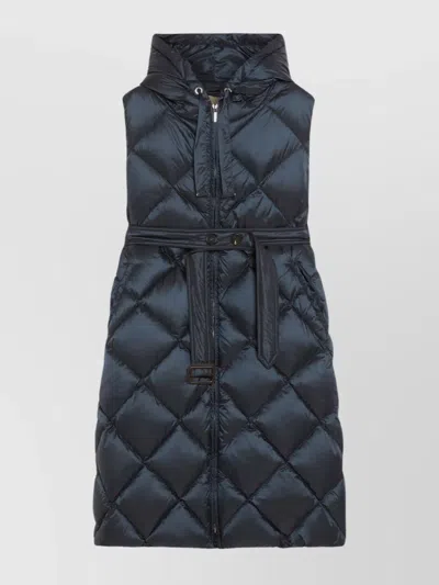 Max Mara Water-repellent Canvas Hooded Vest In Midnightblue