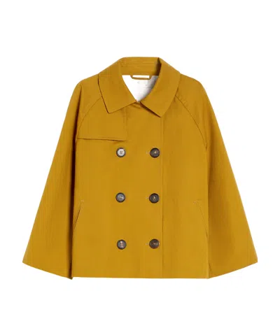 Max Mara Water-repellent Cotton And Linen Cropped Trench Coat In Yellow
