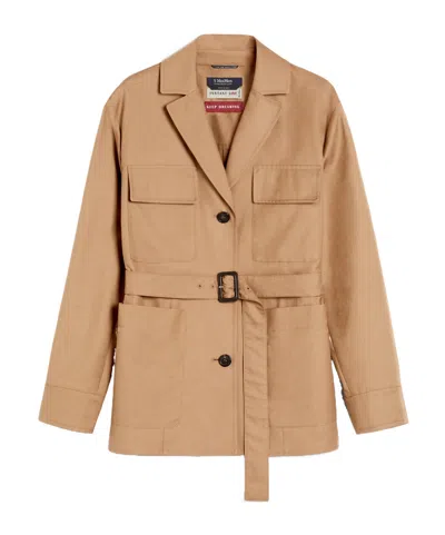 Max Mara Water-repellent Cotton Belted Jacket In Nude