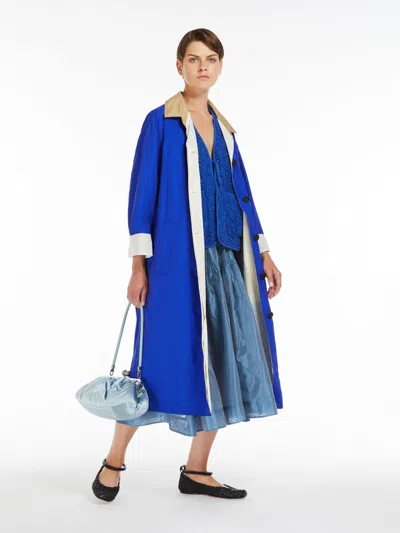 Max Mara Water-repellent Cotton Canvas Duster Coat In Blue