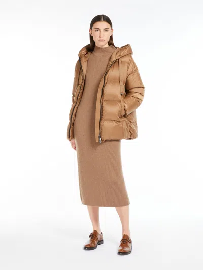 Max Mara Water-repellent Down Jacket In Brown