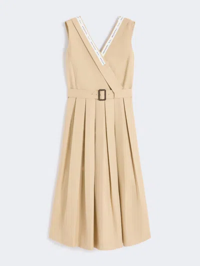 Max Mara Water-repellent Gabardine Dress In Neutral