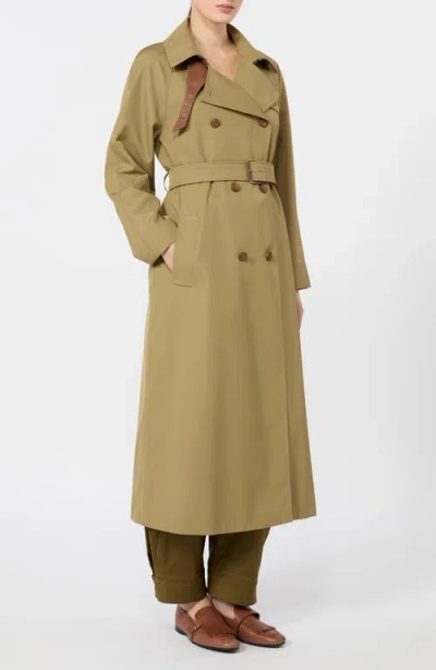 Max Mara Water Repellent Gabardine Trench Coat In Green