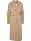 Max Mara Womens Camel Cicladi Belted-waist Wool And Cotton Coat In Brown