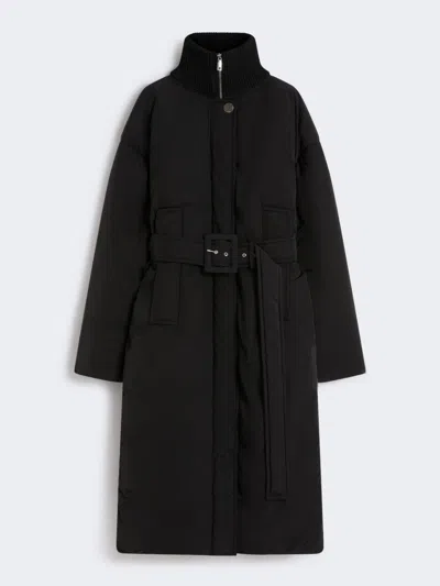 Max Mara Water-repellent Long Down Jacket In Black