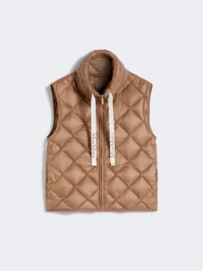 Max Mara Water-repellent Nylon Canvas Gilet In Brown