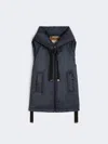 Max Mara Water-repellent Padded Canvas Hooded Gilet In Blue