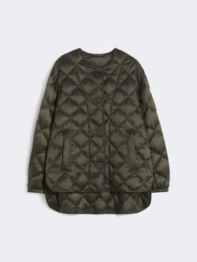Max Mara Water-repellent Quilted Canvas Down Jacket In Green