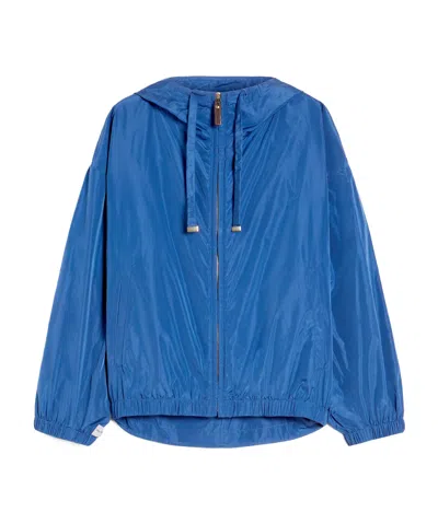 Max Mara Water-repellent Taffeta Parka In Light Blue