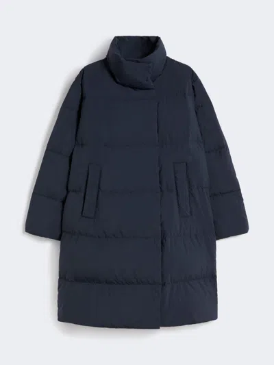 Max Mara Water-repellent Technical Canvas Down Jacket In Blue
