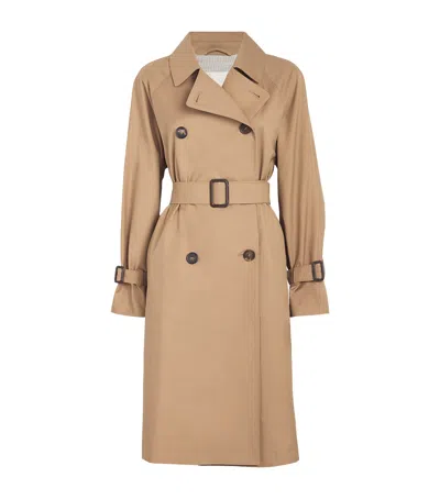 Max Mara Water-repellent Trench Coat In Beige