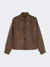 Max Mara Water-repellent Twill Cropped Shirt In Brown