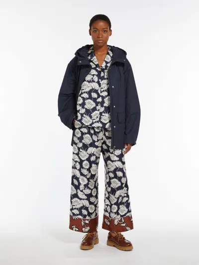 Max Mara Water-repellent Twill Hooded Jacket In Blue