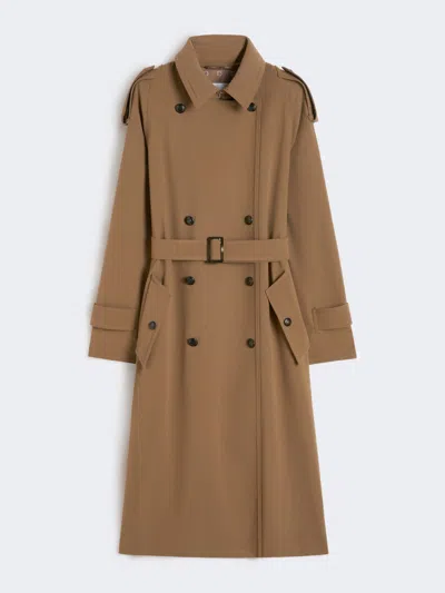 Max Mara Water-repellent Wool Gabardine Trench Coat In Brown