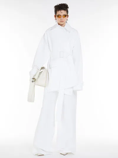 Max Mara Water-resistant Cotton Safari Jacket In Optical White