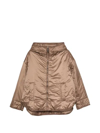Max Mara Waterproof Cameluxe-padded Canvas Jacket With Two-way Zip In Brown