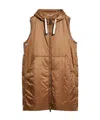 Max Mara Waterproof Canvas Mid-length Vest In Brown