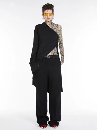 Max Mara Waterproof Gabardine Boyfriend Trousers In Black