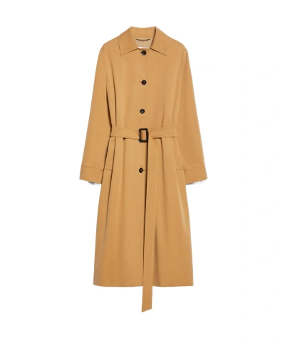 Max Mara Waterproof Gabardine Horn Windbreaker In Beige