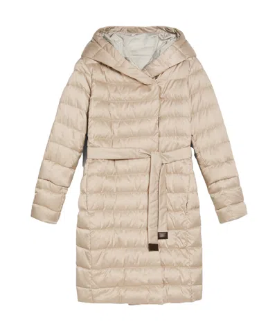 Max Mara Waterproof Satin Double-sided Down Jacket In Nude