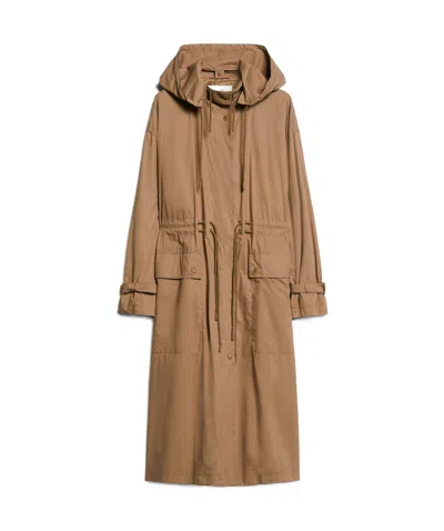 Max Mara Waterproof Technology Fabric, Oversized Parka Coat In Brown