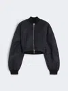 Max Mara Waterproof Twill Bomber Jacket In Black