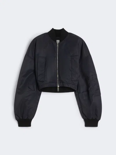 Max Mara Waterproof Twill Bomber Jacket In Black