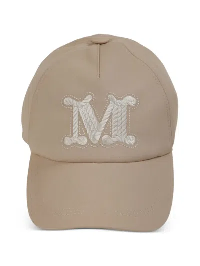 Max Mara Mxaribaldo Logo Embroidered Baseball Cap In Brown
