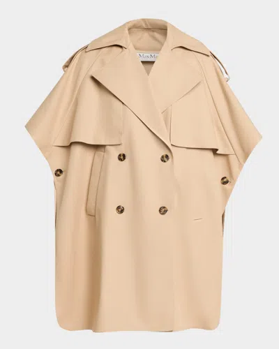 Max Mara Water-repellent Cotton Gabardine Cloak In Nude