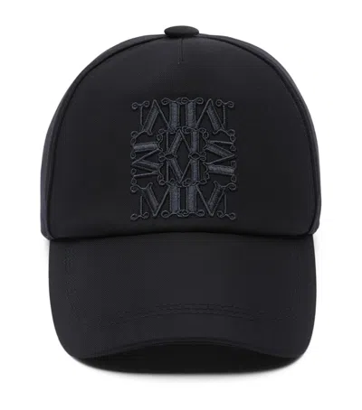 Max Mara Water-repellent Monogram Baseball Cap In Black
